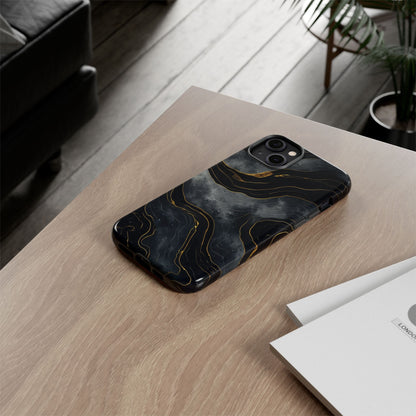 Phone Case Dark Elegance  with Gold Accents – Stylish & Protective Cover