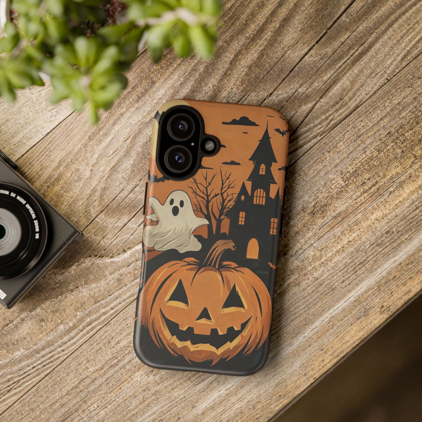Halloween Ghost and Jack-O'-Lantern Phone Case – Spooky Season Protective Cover