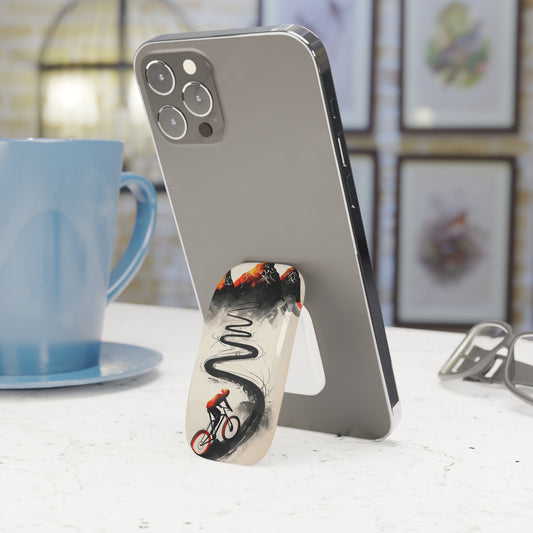 Cyclist Climbing Mountain Road Phone Grip & Kickstand – Smart Holder for iPhone & Android