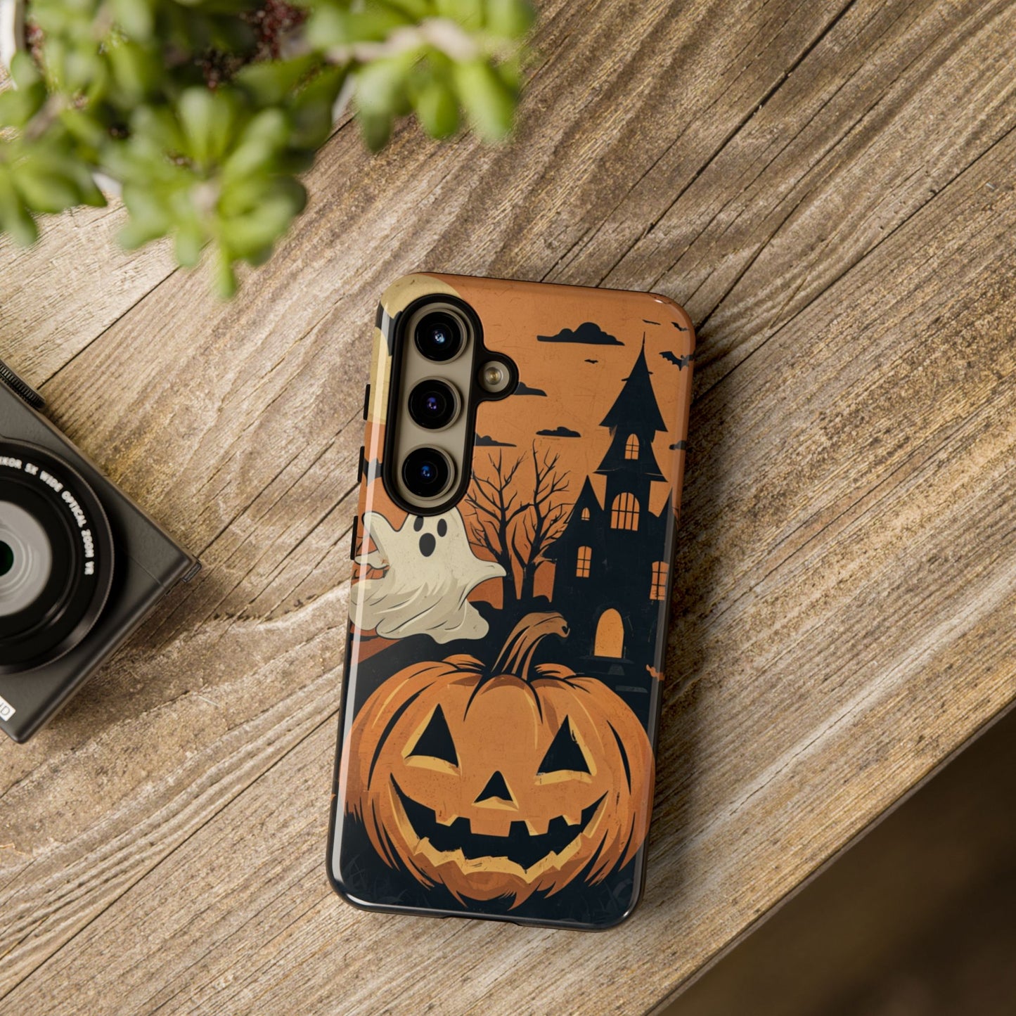 Halloween Ghost and Jack-O'-Lantern Phone Case – Spooky Season Protective Cover