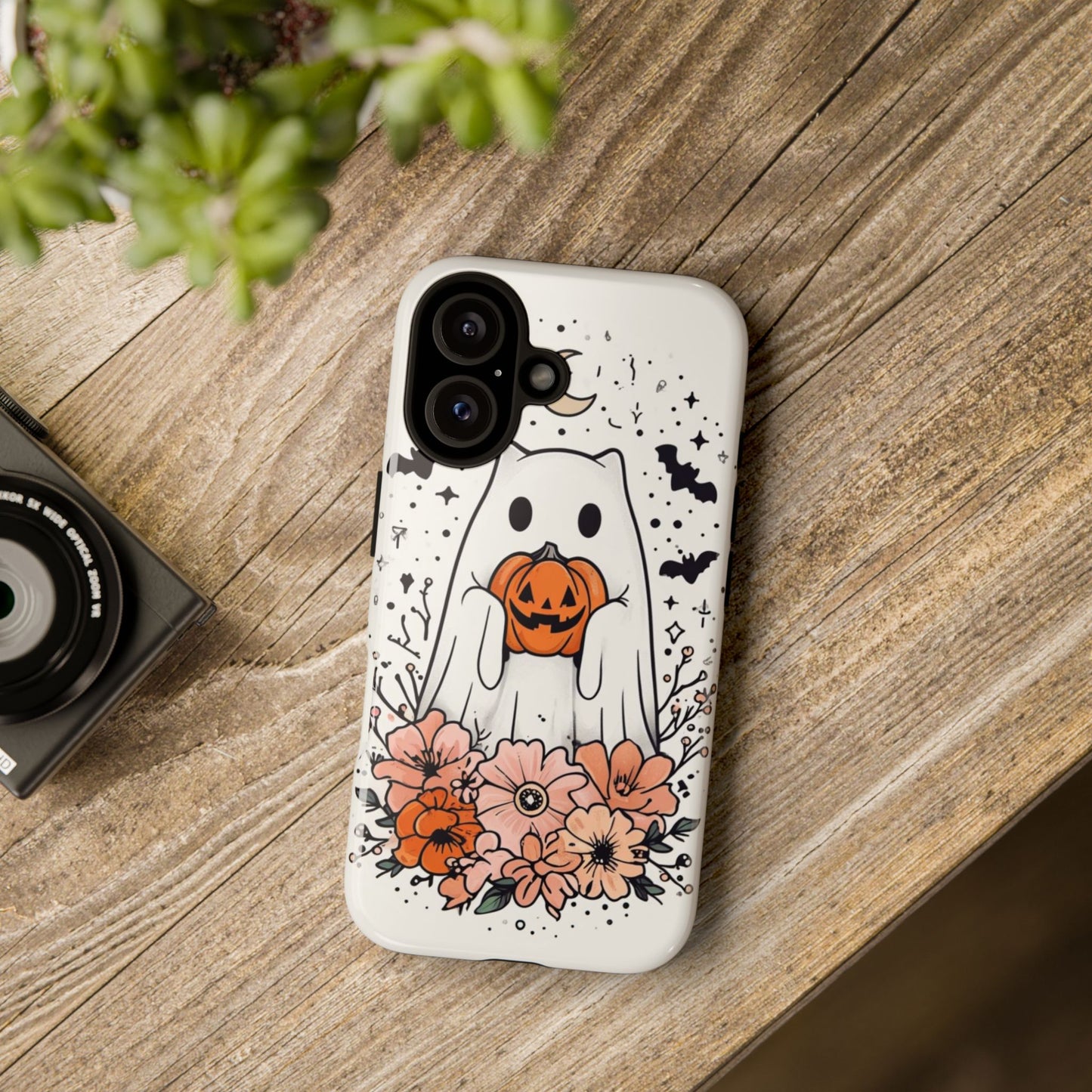Halloween Phone Case with Ghost and Jack-O'-Lantern Design for Spooky Festive Style