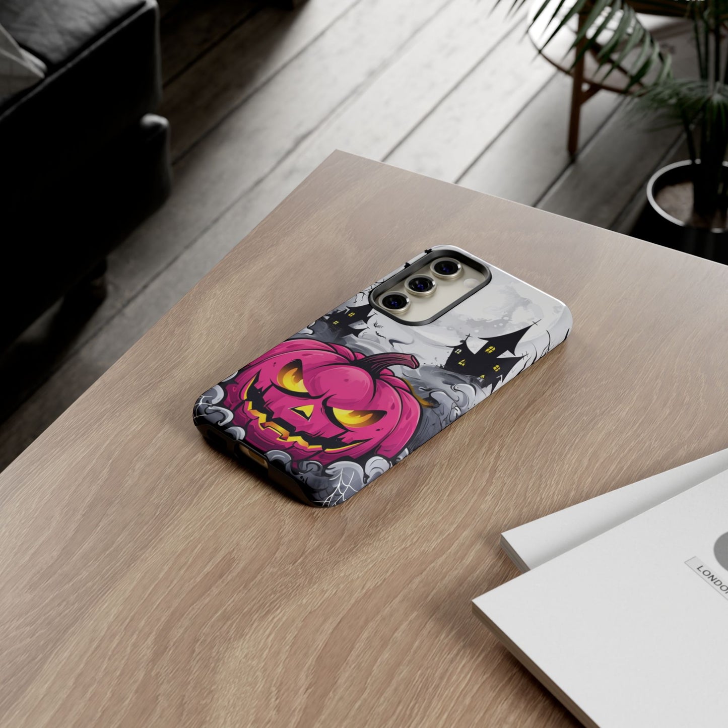 Spooky Halloween Pumpkin Phone Case with Haunted Night Scene – Perfect for Fall & Trick-or-Treating