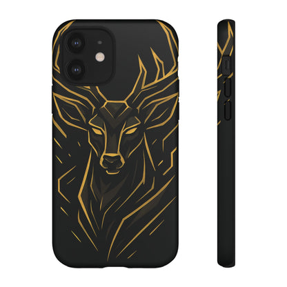 Phone Case with Black and Gold Deer Design – Elegant & Sophisticated Style