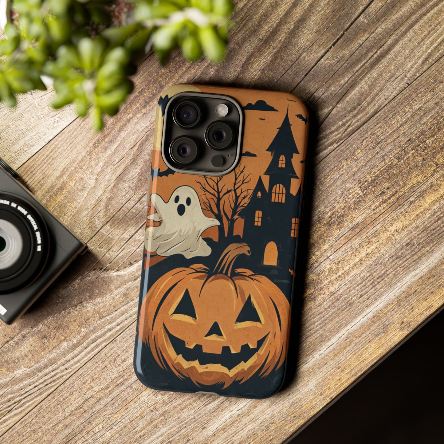 Halloween Ghost and Jack-O'-Lantern Phone Case – Spooky Season Protective Cover