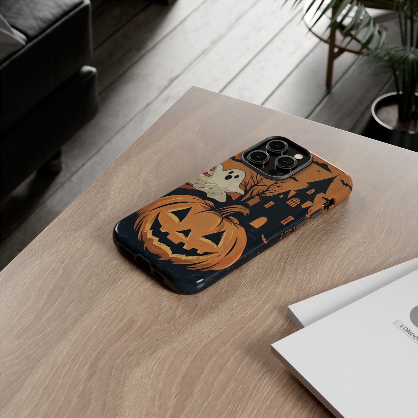 Halloween Ghost and Jack-O'-Lantern Phone Case – Spooky Season Protective Cover