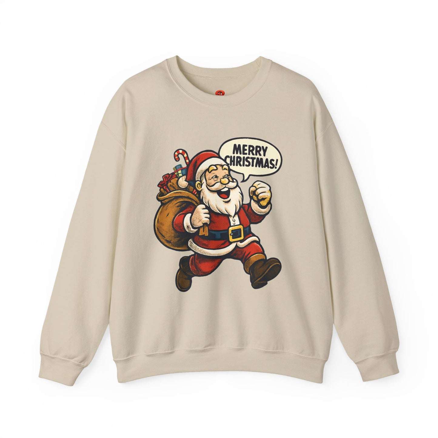 Merry Christmas Santa Sweatshirt – Holiday Santa Claus Crewneck with Gift Bag