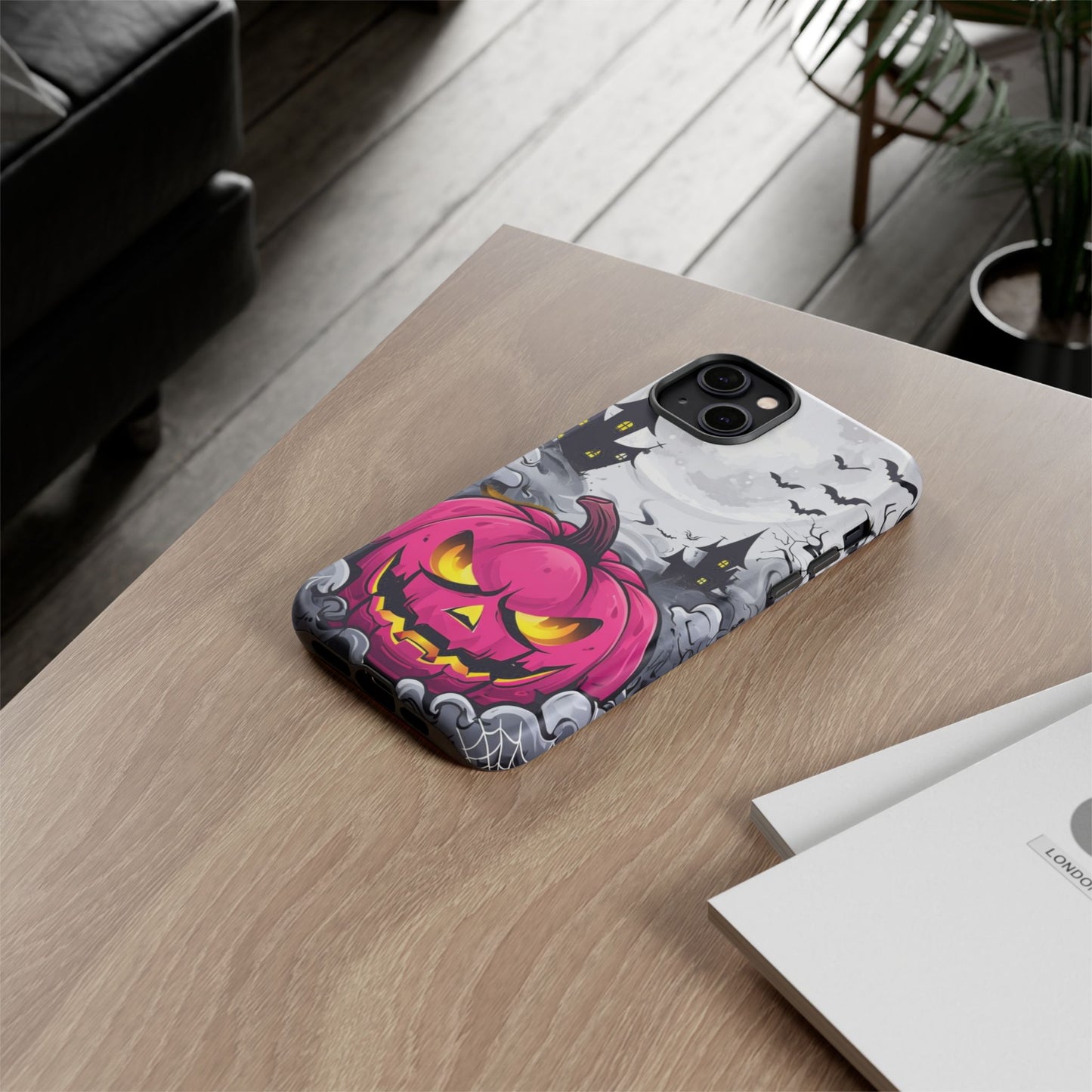 Spooky Halloween Pumpkin Phone Case with Haunted Night Scene – Perfect for Fall & Trick-or-Treating