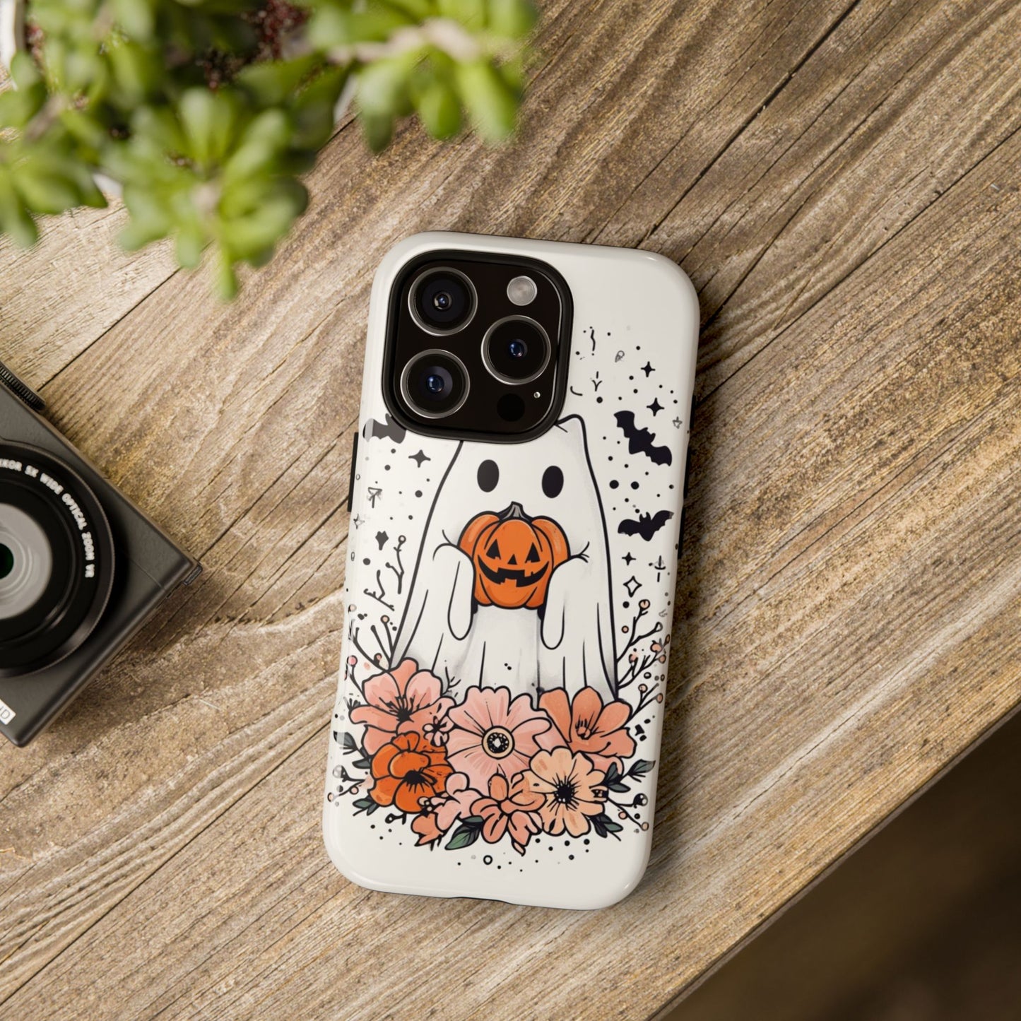 Halloween Phone Case with Ghost and Jack-O'-Lantern Design for Spooky Festive Style