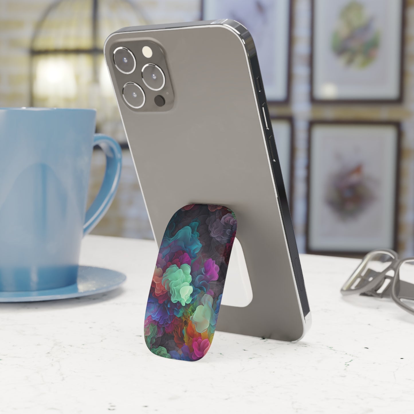 Colorful Abstract Swirl Phone Grip & Stand – Vibrant Cloud Design, Universal Phone Holder.