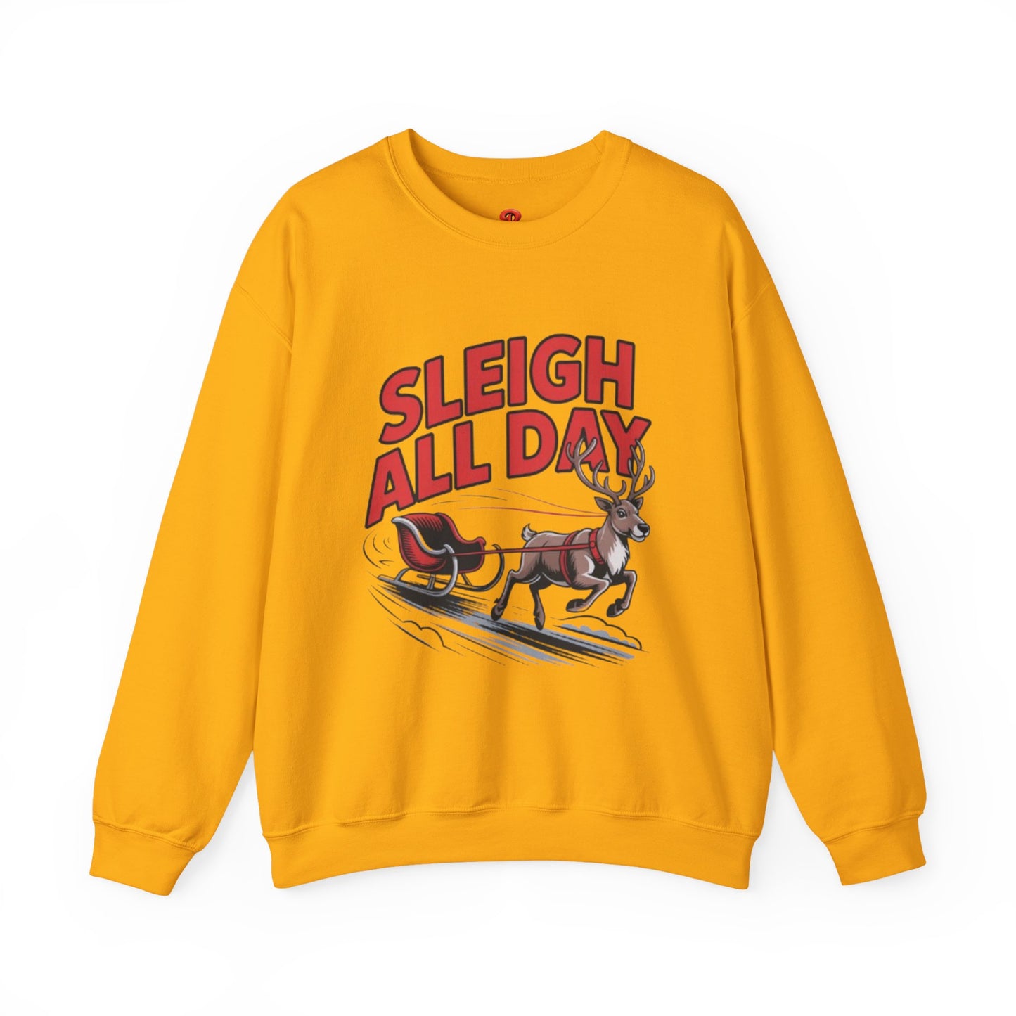 Sweatshirt Christmas Cheer – Sleigh All Day - Cozy Unisex Holiday Pullover with Reindeer Print, Funny Christmas Gift
