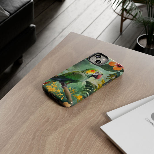 Phone Case Parrot – Vibrant Tropical Bird Art - Dual-Layer Shockproof Protection