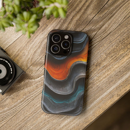 Phone Case Abstract Wave – Aesthetic Orange Teal Black Cover – Case Gift