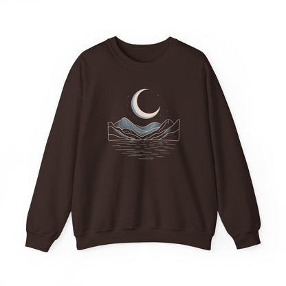 Sweatshirt Moon and Mountain Design – Cozy Long Sleeve Pullover for Fall & Winter