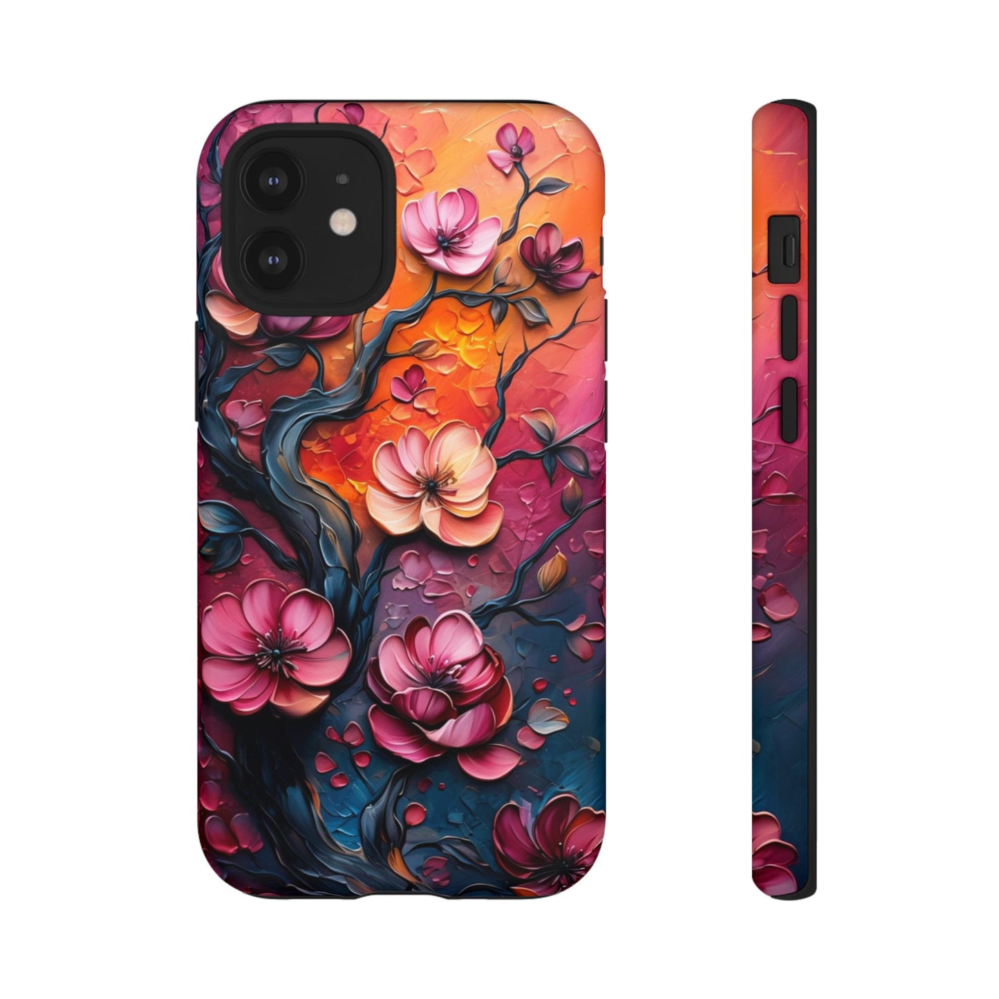 Colorful iPhone and Samsung Case with Artistic Blossoms – Protective Floral Cover