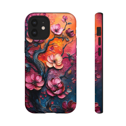 Colorful iPhone and Samsung Case with Artistic Blossoms – Protective Floral Cover