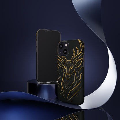 Phone Case with Black and Gold Deer Design – Elegant & Sophisticated Style