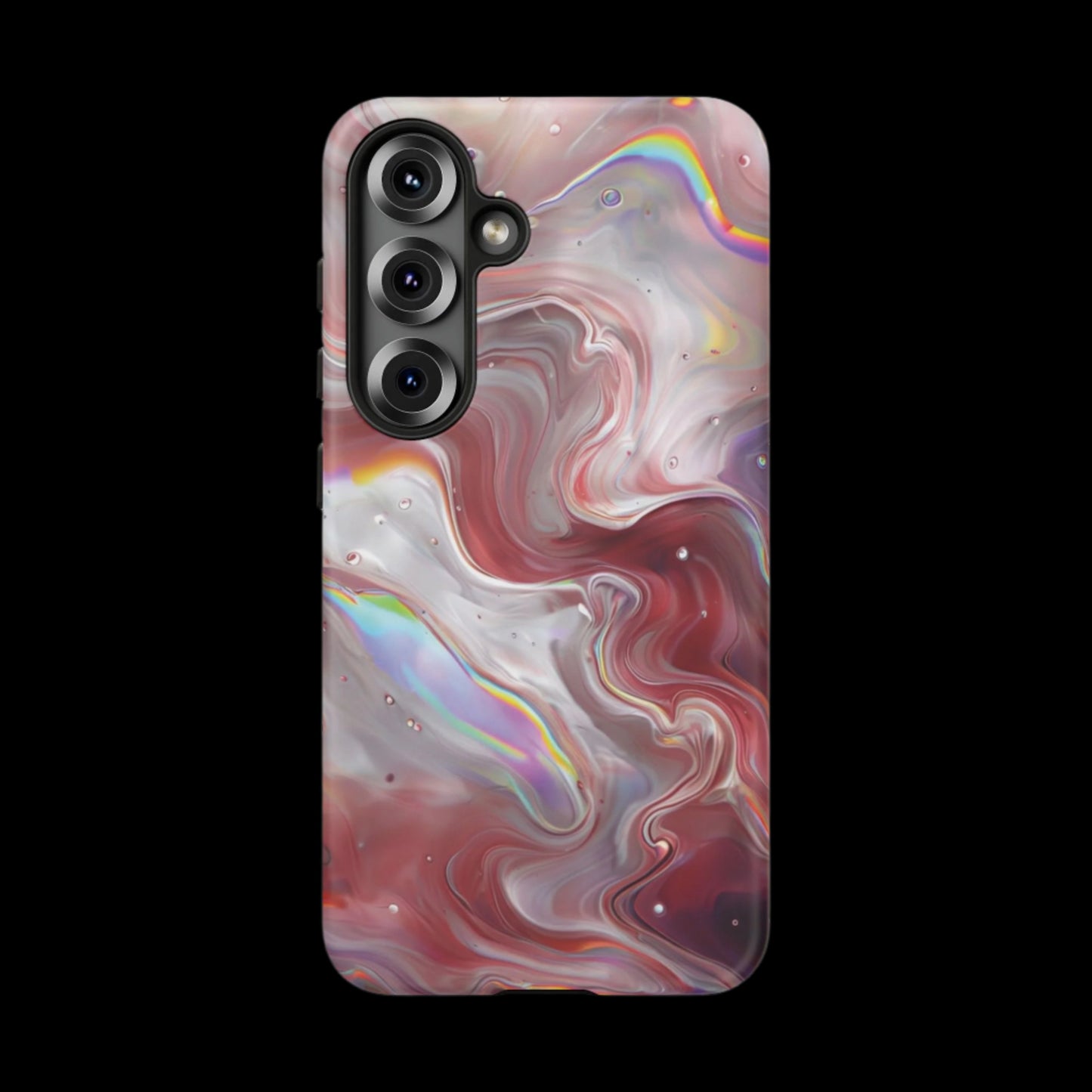 Abstract Swirl iPhone Case – Red & Holographic Marble Design - Durable & Stylish Cover