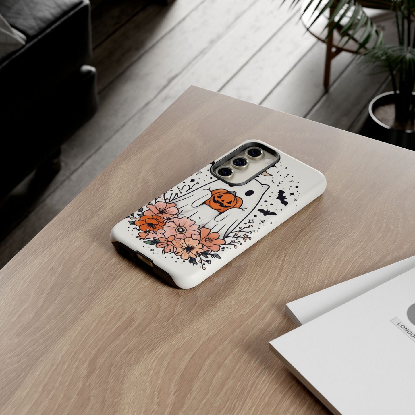 Halloween Phone Case with Ghost and Jack-O'-Lantern Design for Spooky Festive Style