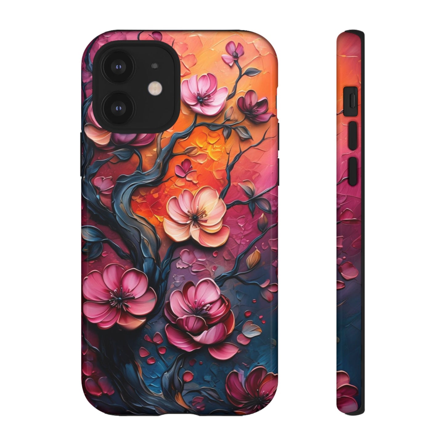 Colorful iPhone and Samsung Case with Artistic Blossoms – Protective Floral Cover