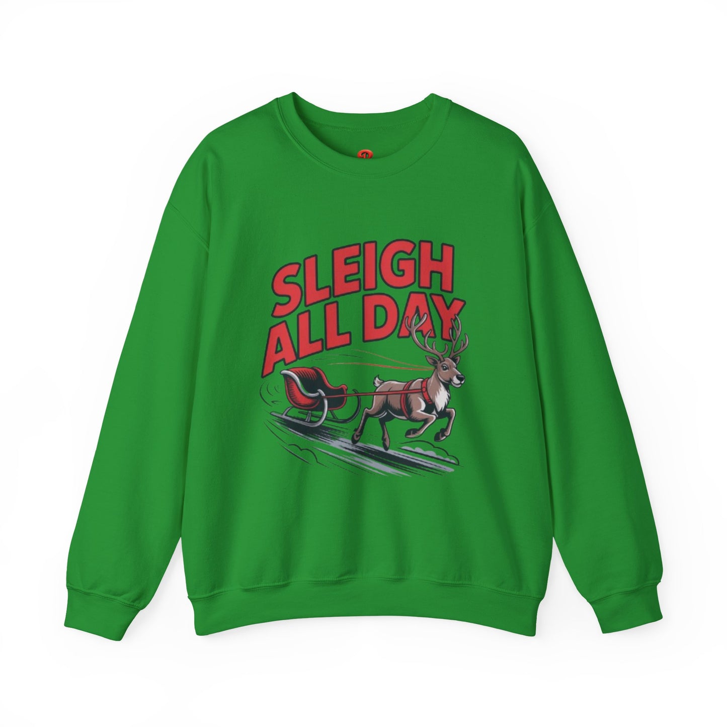 Sweatshirt Christmas Cheer – Sleigh All Day - Cozy Unisex Holiday Pullover with Reindeer Print, Funny Christmas Gift