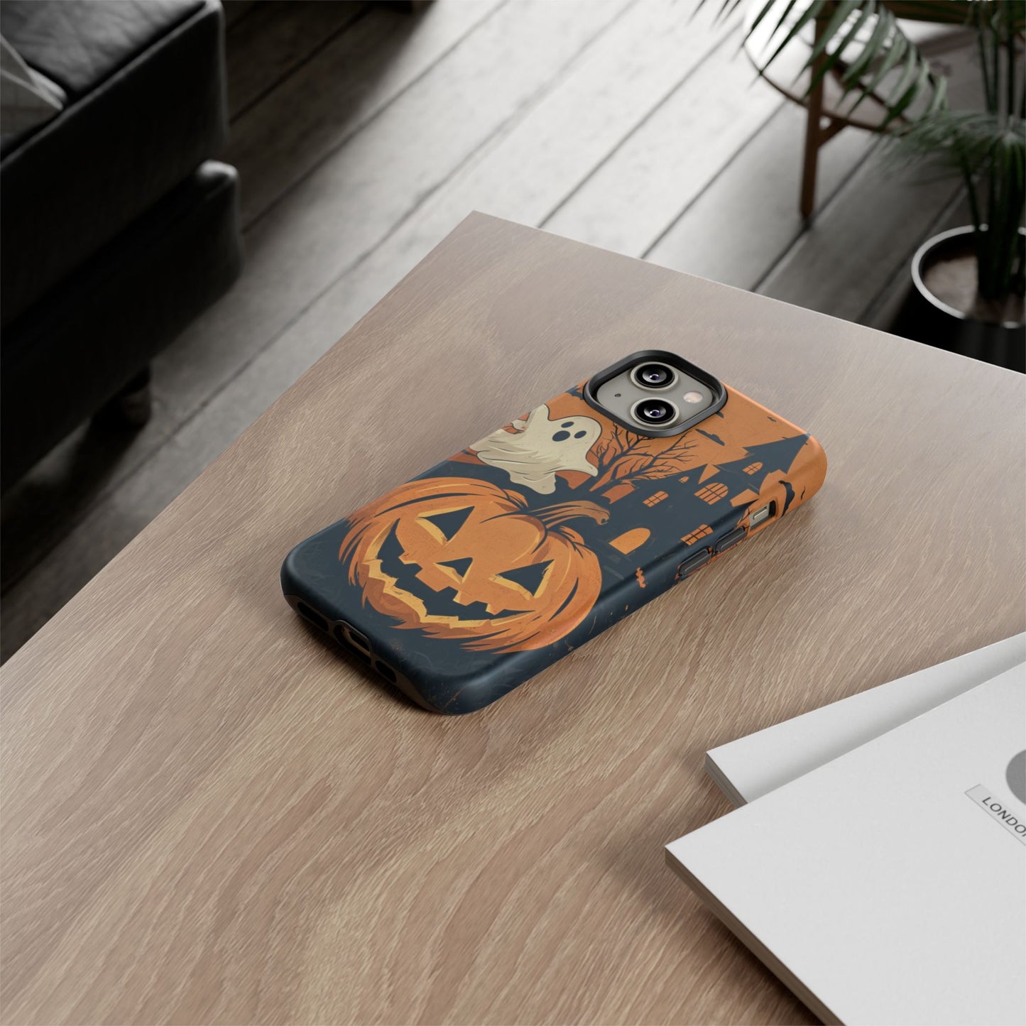 Halloween Ghost and Jack-O'-Lantern Phone Case – Spooky Season Protective Cover