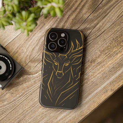 Phone Case with Black and Gold Deer Design – Elegant & Sophisticated Style