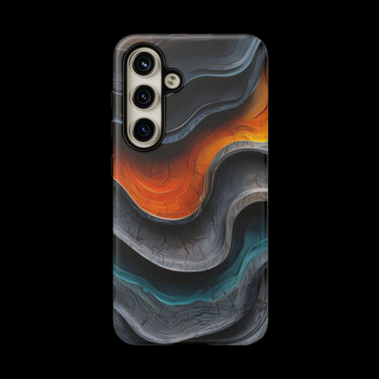 Phone Case Abstract Wave – Aesthetic Orange Teal Black Cover – Case Gift