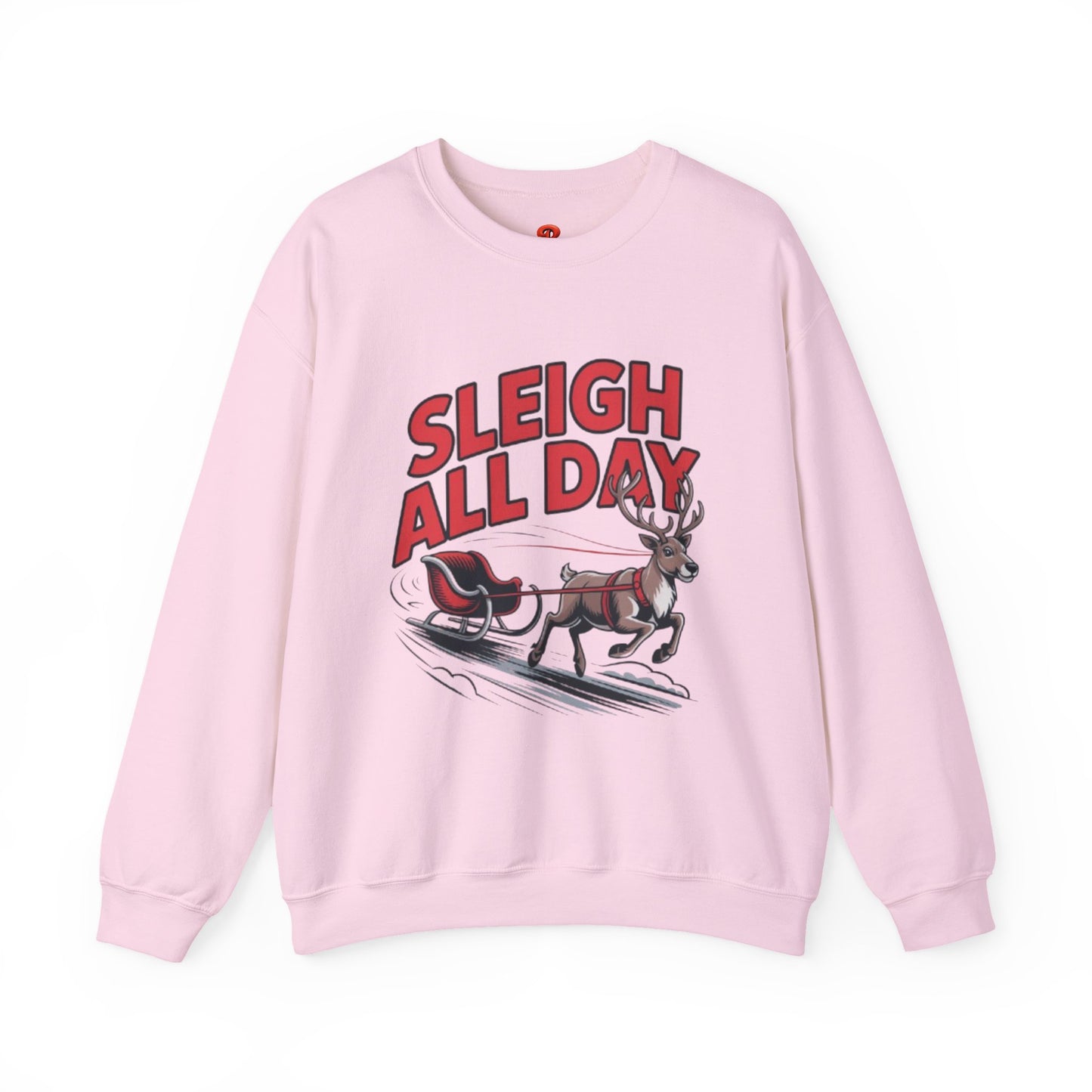 Sweatshirt Christmas Cheer – Sleigh All Day - Cozy Unisex Holiday Pullover with Reindeer Print, Funny Christmas Gift