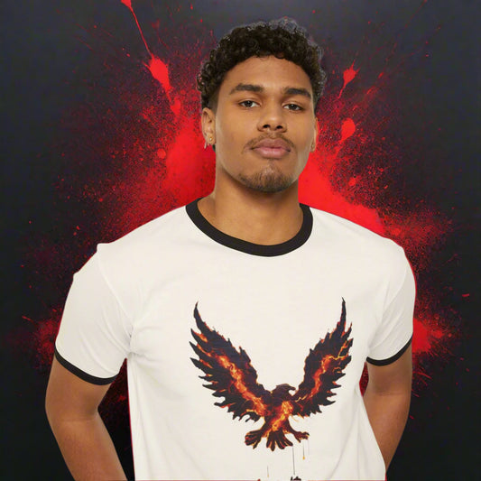 Shirt Flaming Eagle Cotton Ringer – Vintage-Style Graphic Tee