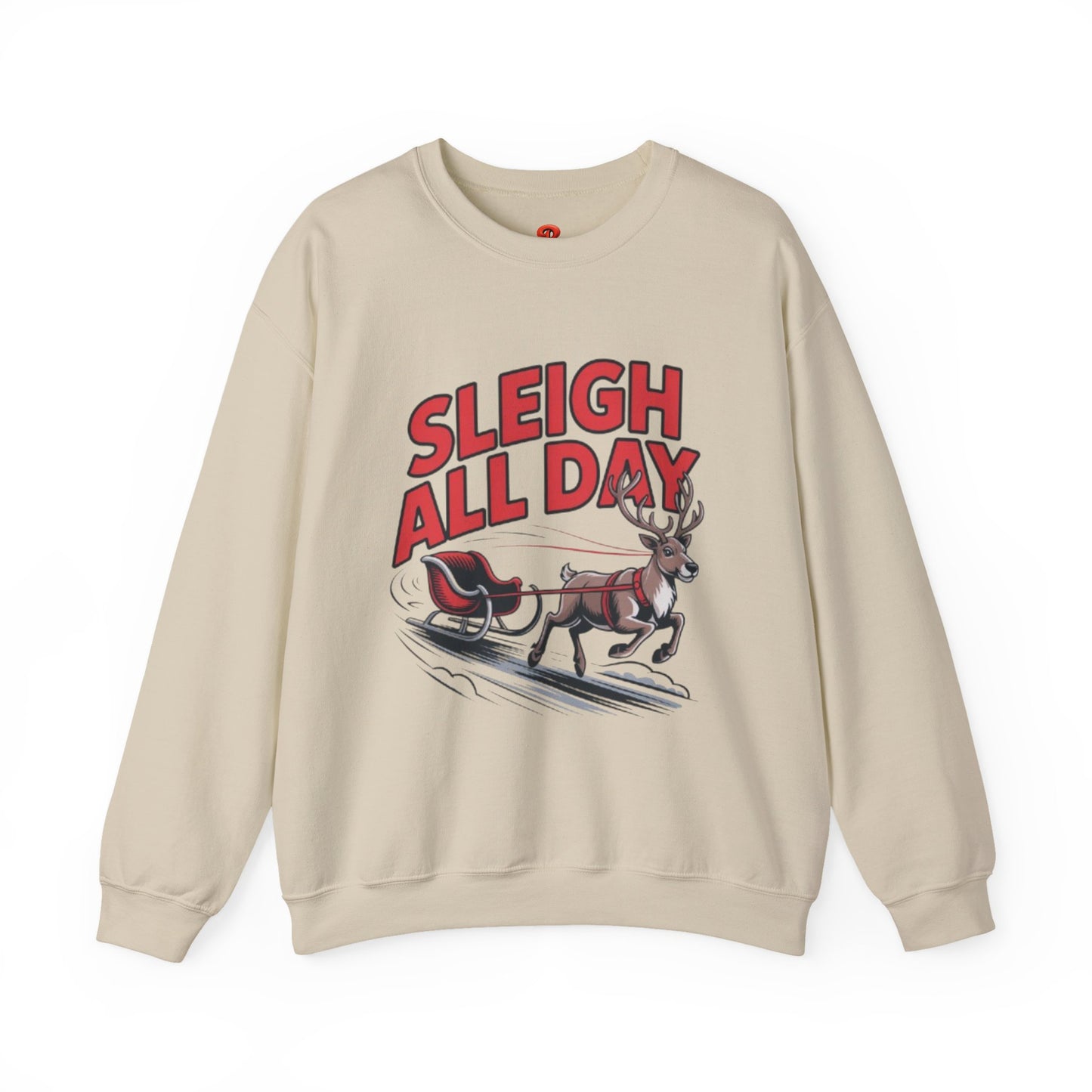 Sweatshirt Christmas Cheer – Sleigh All Day - Cozy Unisex Holiday Pullover with Reindeer Print, Funny Christmas Gift