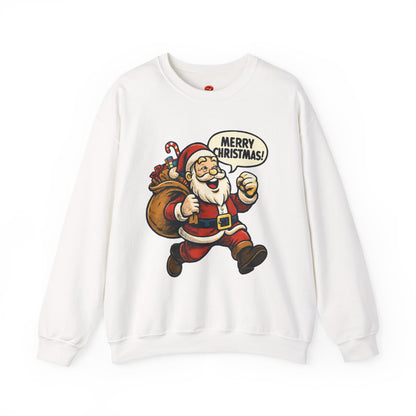 Merry Christmas Santa Sweatshirt – Holiday Santa Claus Crewneck with Gift Bag