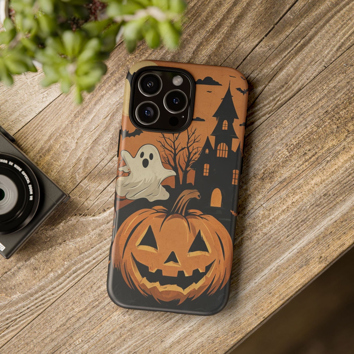 Halloween Ghost and Jack-O'-Lantern Phone Case – Spooky Season Protective Cover