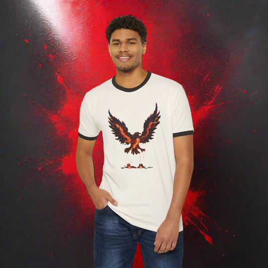 Shirt Flaming Eagle Cotton Ringer – Vintage-Style Graphic Tee