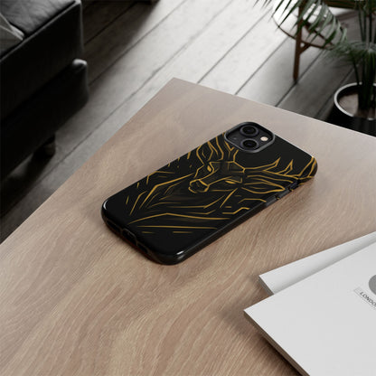 Phone Case with Black and Gold Deer Design – Elegant & Sophisticated Style
