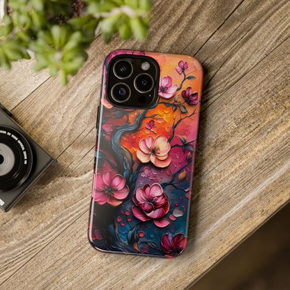 Colorful iPhone and Samsung Case with Artistic Blossoms – Protective Floral Cover