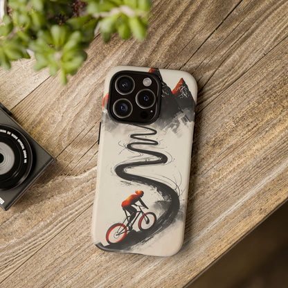 Phone Case Cyclist Climbing Mountain Road – Outdoor Adventure Protective Cover