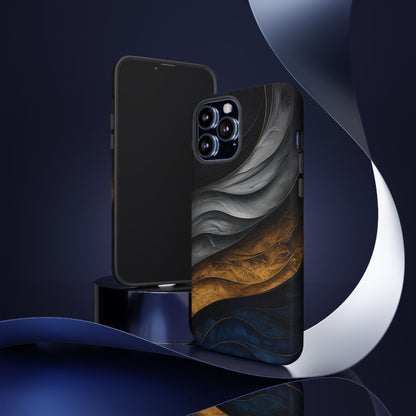 Phone Case Elegant Abstract Marble  – Gold, Grey & Navy Design
