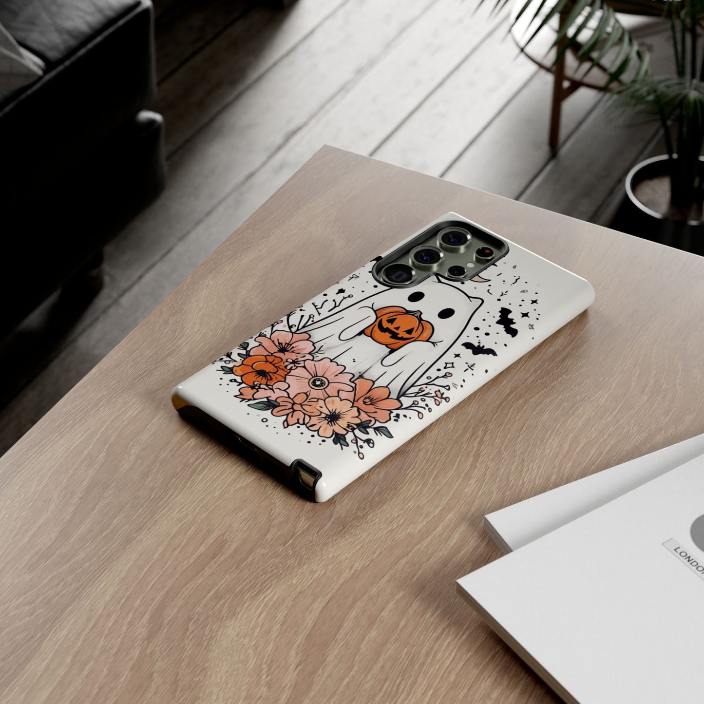 Halloween Phone Case with Ghost and Jack-O'-Lantern Design for Spooky Festive Style