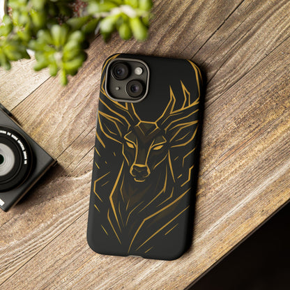 Phone Case with Black and Gold Deer Design – Elegant & Sophisticated Style