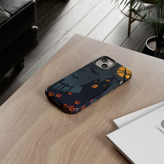 Halloween Haunted House & Jack-o'-Lantern Phone Case – Spooky Fall Phone Accessory