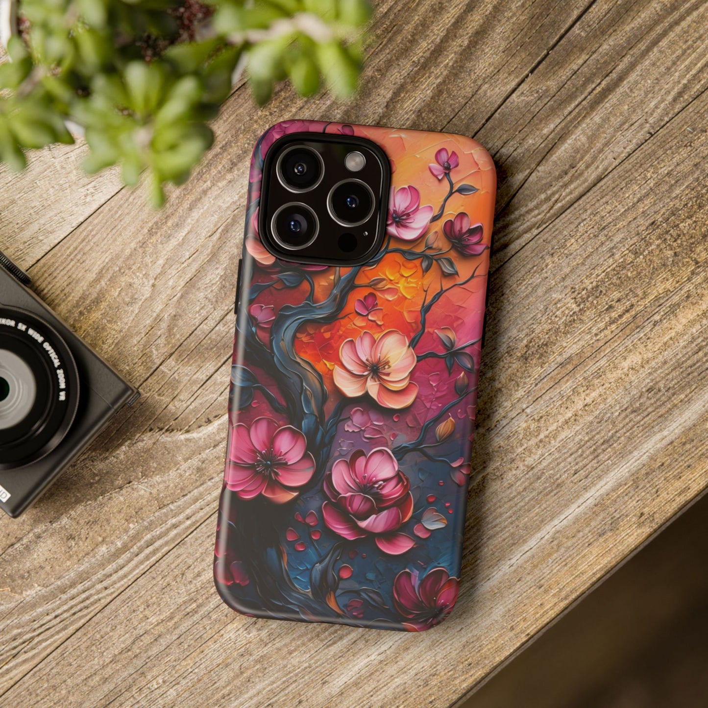 Colorful iPhone and Samsung Case with Artistic Blossoms – Protective Floral Cover