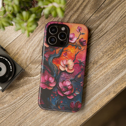 Colorful iPhone and Samsung Case with Artistic Blossoms – Protective Floral Cover
