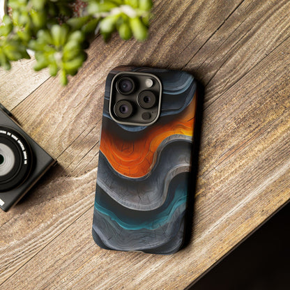 Phone Case Abstract Wave – Aesthetic Orange Teal Black Cover – Case Gift