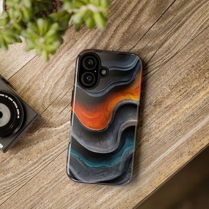 Phone Case Abstract Wave – Aesthetic Orange Teal Black Cover – Case Gift