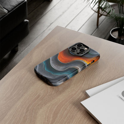 Phone Case Abstract Wave – Aesthetic Orange Teal Black Cover – Case Gift