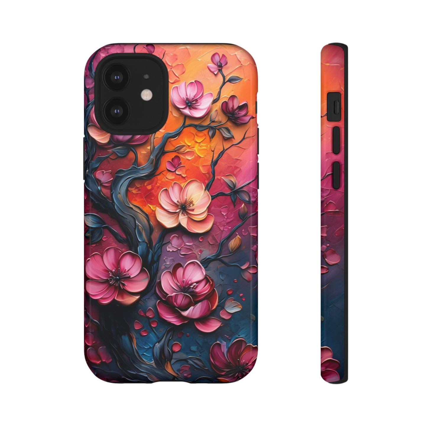 Colorful iPhone and Samsung Case with Artistic Blossoms – Protective Floral Cover