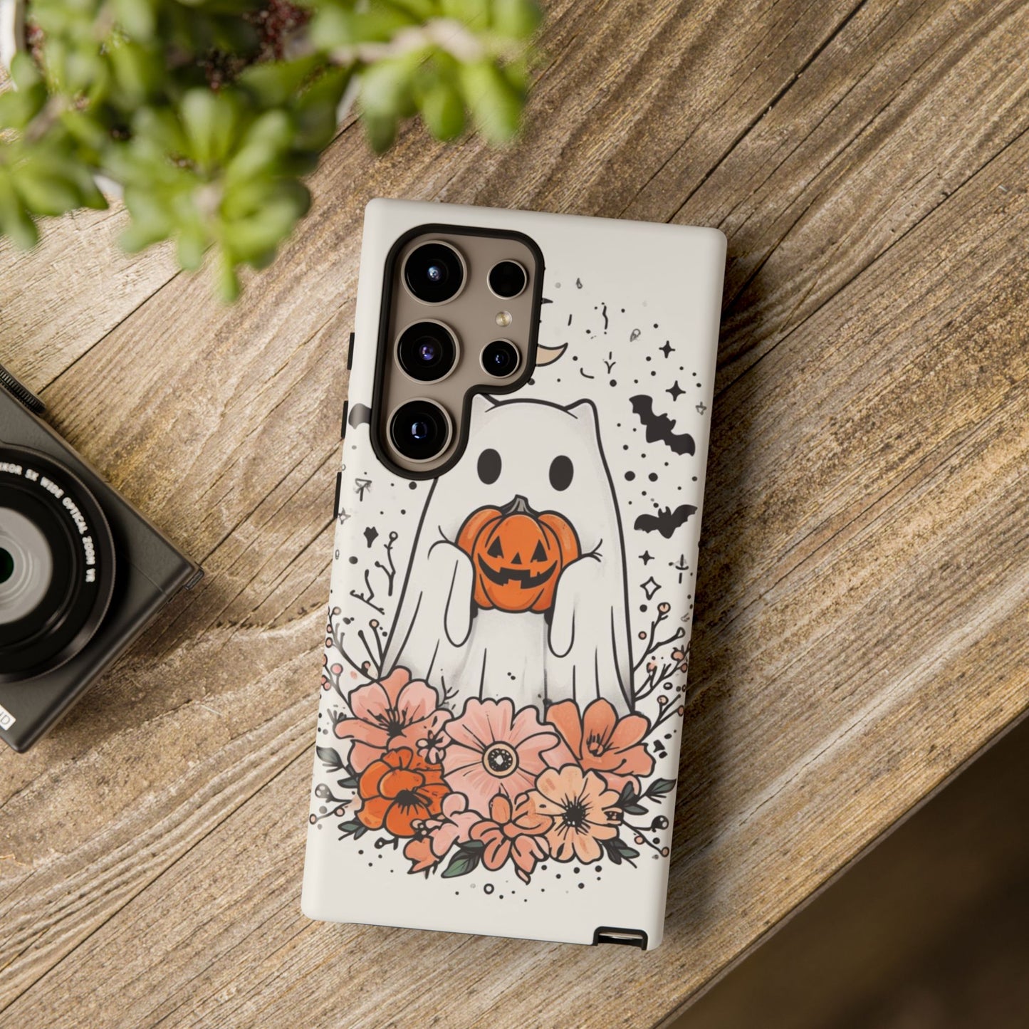 Halloween Phone Case with Ghost and Jack-O'-Lantern Design for Spooky Festive Style