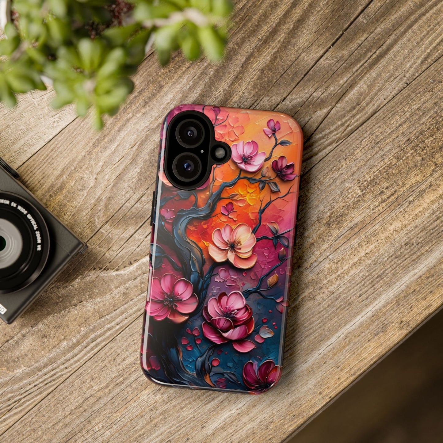 Colorful iPhone and Samsung Case with Artistic Blossoms – Protective Floral Cover