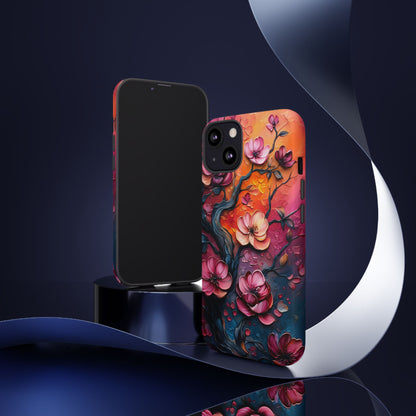 Colorful iPhone and Samsung Case with Artistic Blossoms – Protective Floral Cover