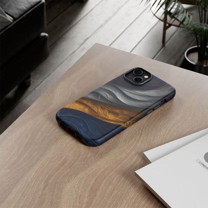 Phone Case Elegant Abstract Marble  – Gold, Grey & Navy Design